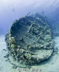 Tug Boat Wreck and Diver. Taken with a Nikon D300 and Tok... by Nick Blake 